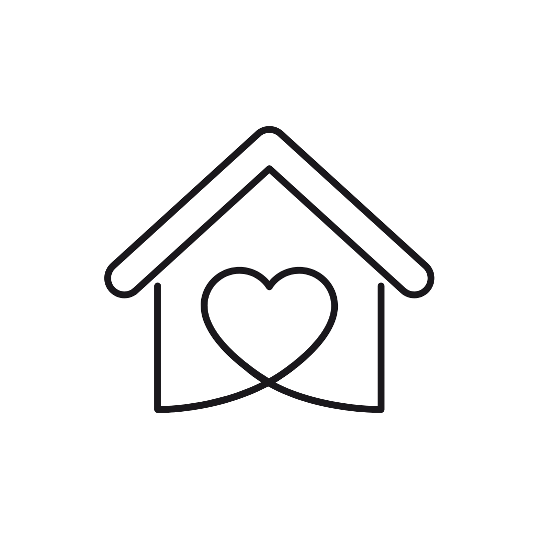 Icon: Haus mit Herz im Inneren – symbolisiert ein wohnliches, familiäres Zuhause.